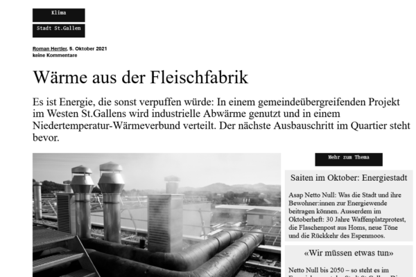 Wärme aus der Fleischfabrik – Beitrag auf Saiten dem Ostschweizer Kulturmagazin
